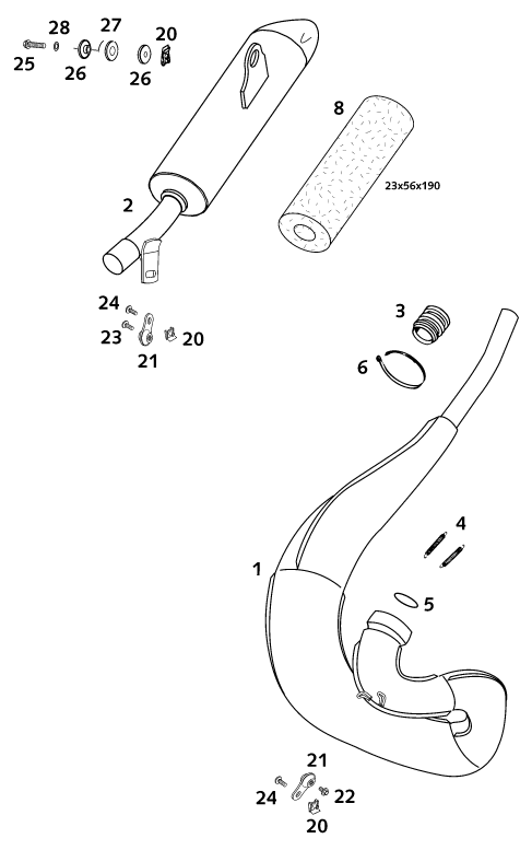 Sprängskiss: Exhaust System – KTM 50 SX PRO SENIOR LC 2001