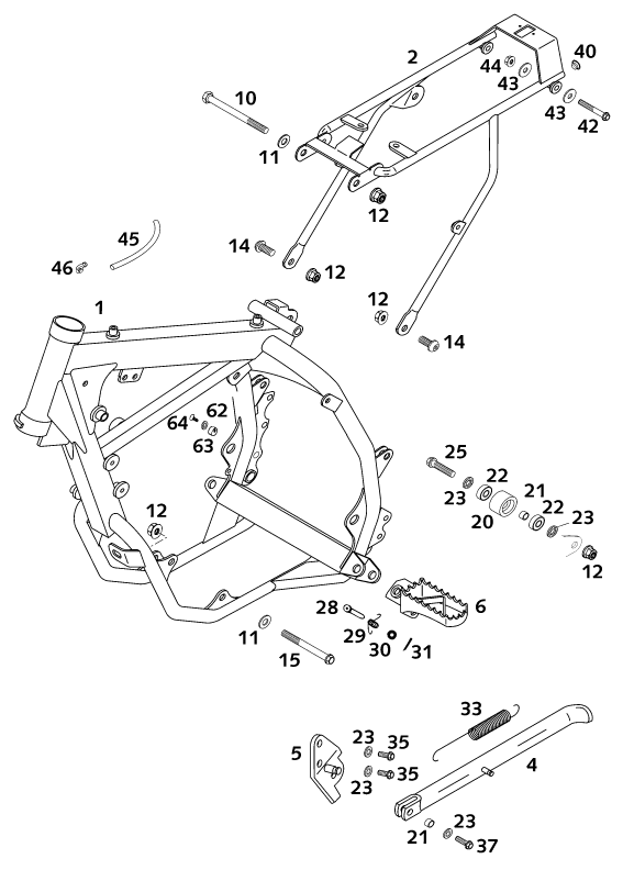 Sprängskiss: Frame – KTM 65 SX 2001