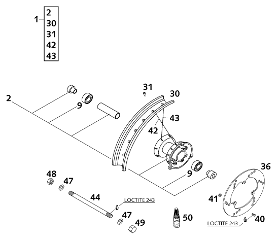 Sprängskiss: Front Wheel – KTM 65 SX 2001