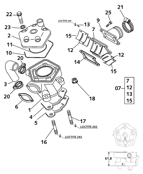 Sprängskiss: Cylinder, Cylinder Head – KTM 65 SX 2000