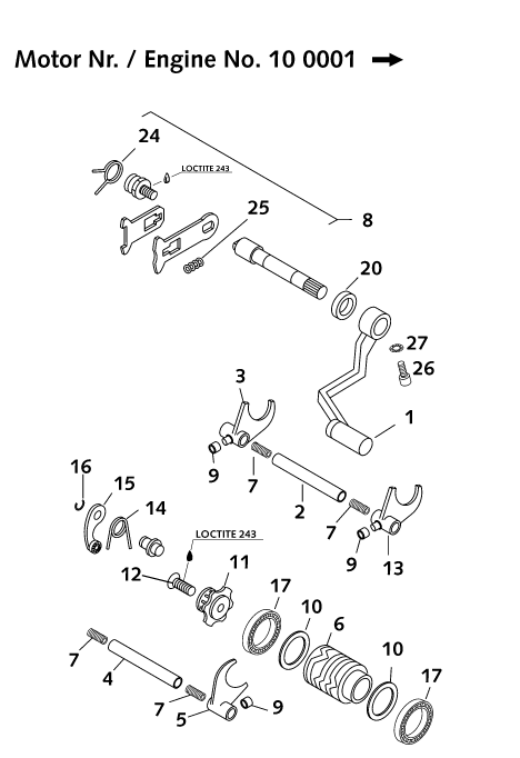 Sprängskiss: Shifting Mechanism – KTM 65 SX 2000