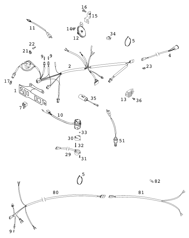 Sprängskiss: Wiring Harness – KTM 125 EXC SIX-DAYS 2001