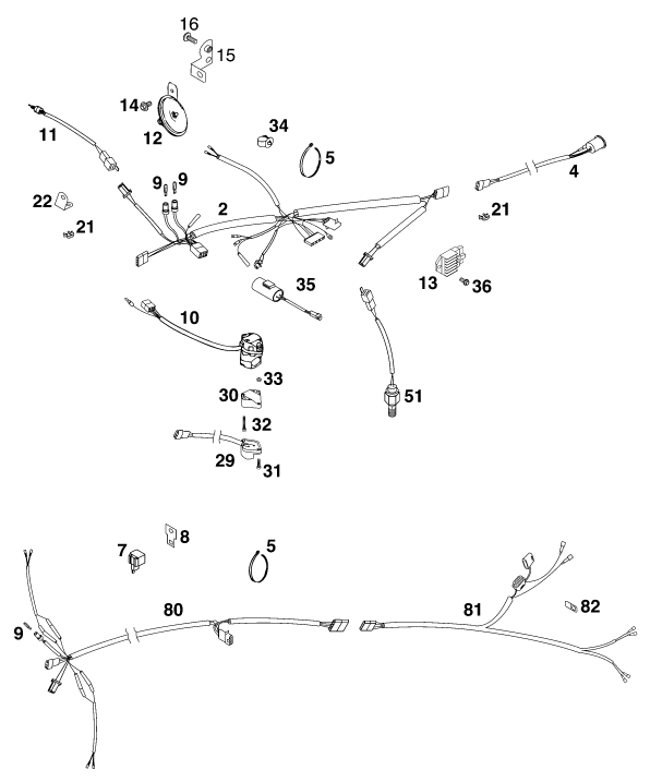 Sprängskiss: Wiring Harness – KTM 200 EXC - GS 2001