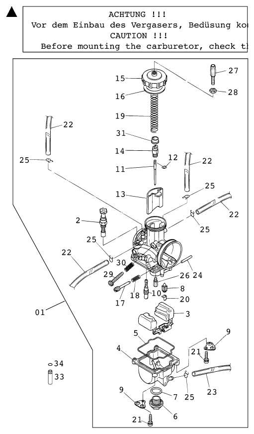 Sprängskiss: Carburetor – KTM 125 EXC SIX-DAYS 2001