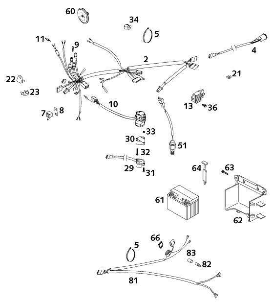 Sprängskiss: Wiring Harness – KTM 125 EXE 100 2001