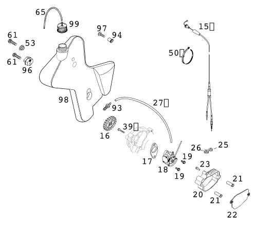 Sprängskiss: Lubricating System – KTM 200 EXC - GS 2001