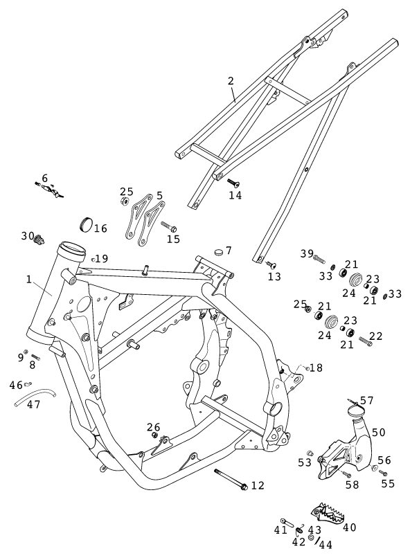 Sprängskiss: Frame – KTM 300 EXC SIX-DAYS 2001