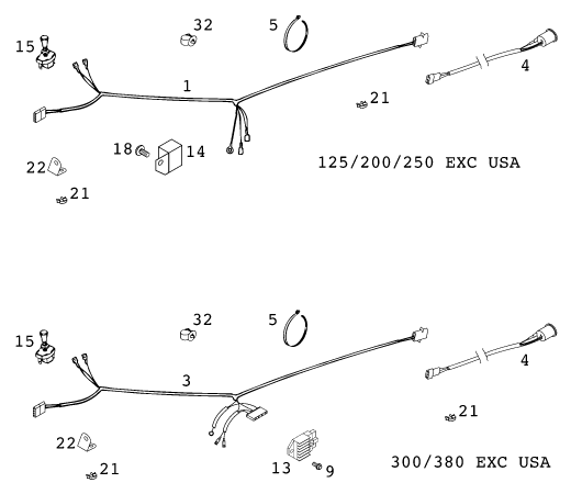 Sprängskiss: Wiring Harness – KTM 380 EXC 2001