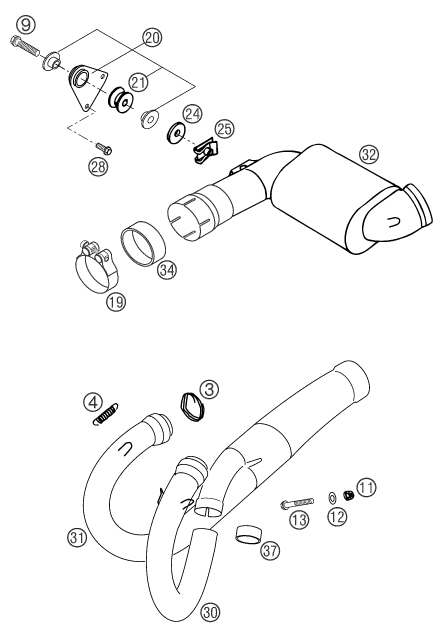 Sprängskiss: Exhaust System – KTM 400 LS-E/ MIL 04
