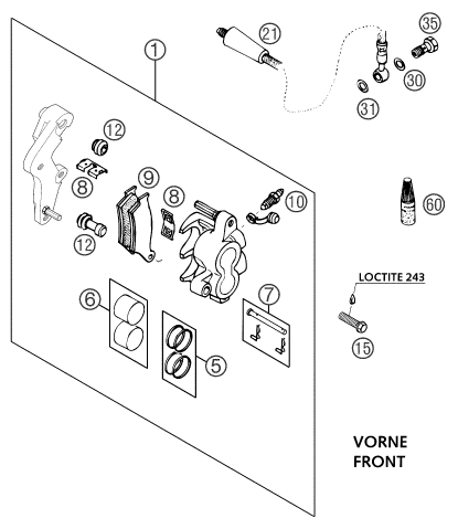 Sprängskiss: Front Brake Caliper – KTM 400 LS-E/ MIL 04