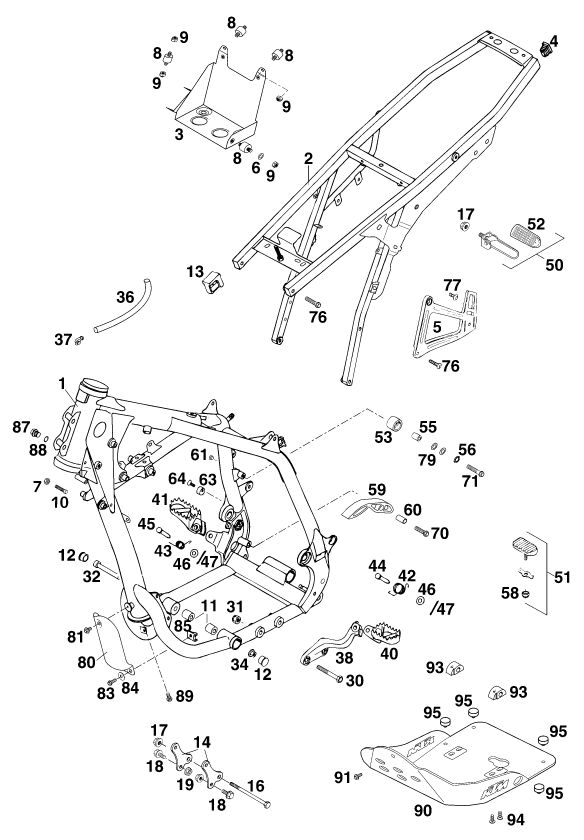 Sprängskiss: Frame – KTM 640 ADVENTURE-R 2001