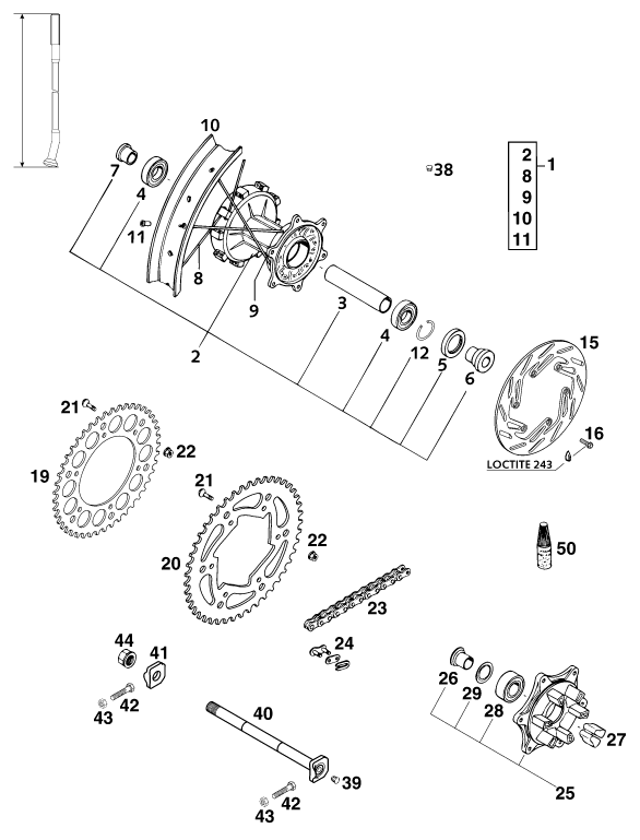Sprängskiss: Rear Wheel – KTM 640 ADVENTURE-R 2001