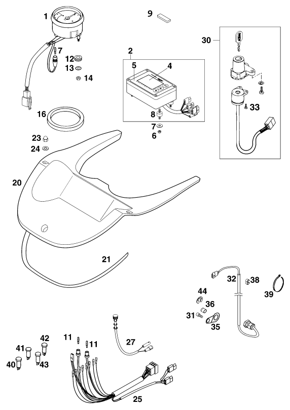 Sprängskiss: Instruments / Lock System – KTM 640 ADVENTURE-R 2001