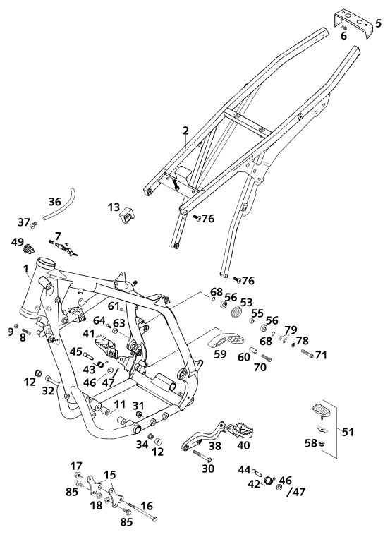 Sprängskiss: Frame – KTM 620 SC SUPER-MOTO 2001