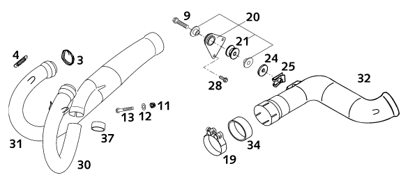 Sprängskiss: Exhaust System – KTM 620 SC SUPER-MOTO 2001