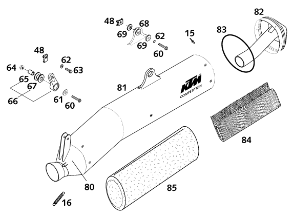 Sprängskiss: Exhaust System – KTM 620 SC SUPER-MOTO 2001