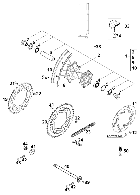 Sprängskiss: Rear Wheel – KTM 620 SC 2001