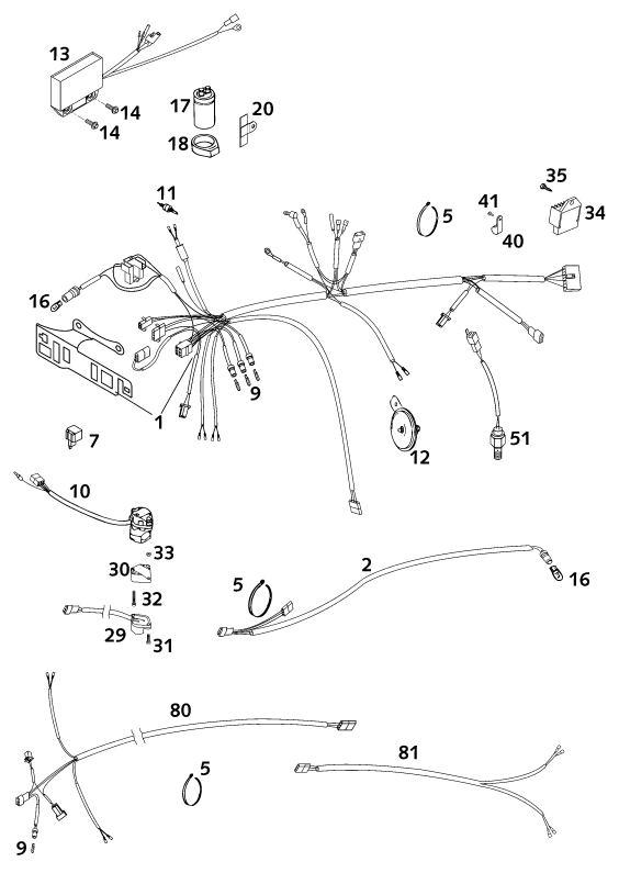 Sprängskiss: Wiring Harness – KTM 620 SC SUPER-MOTO 2001