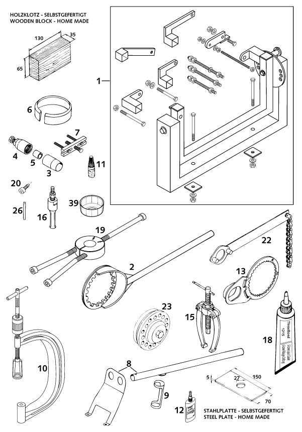 Sprängskiss: Special Tools (Engine) – KTM 620 SUP-COMP 20kW