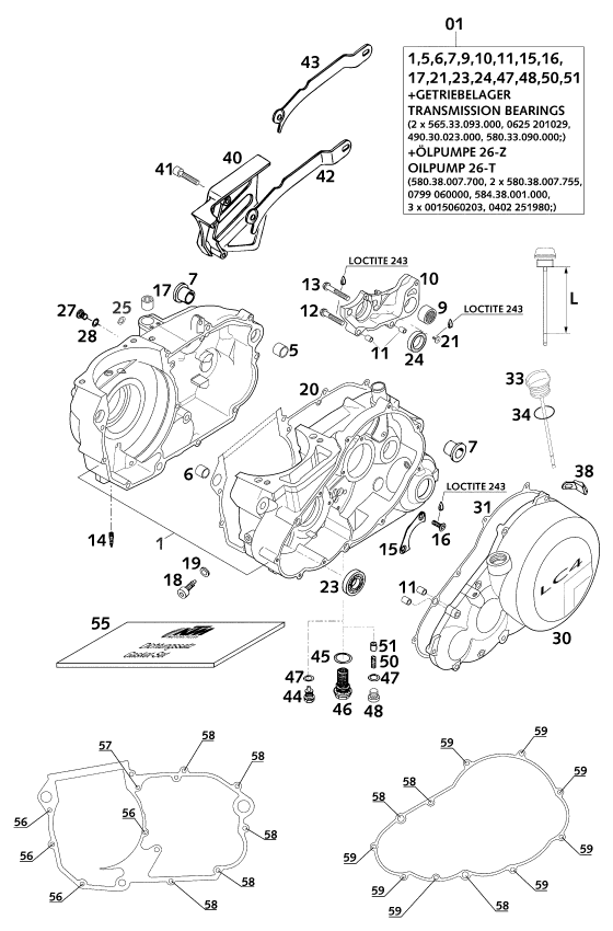 Sprängskiss: Engine Case – KTM 620 SUP-COMP 20kW