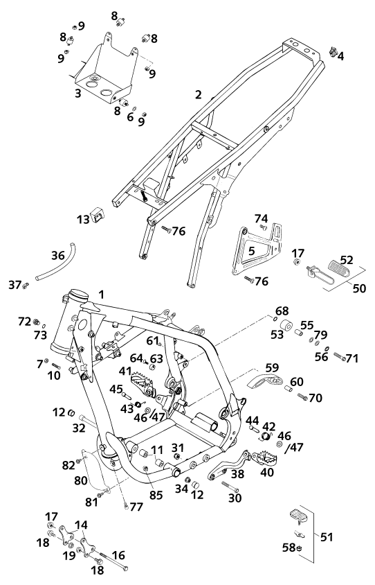 Sprängskiss: Frame – KTM 640 LC 4 2001