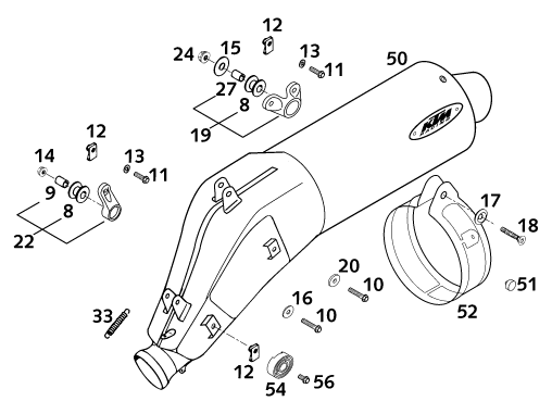 Sprängskiss: Exhaust System – KTM 640 LC4-E SUPER-MOTO 2001