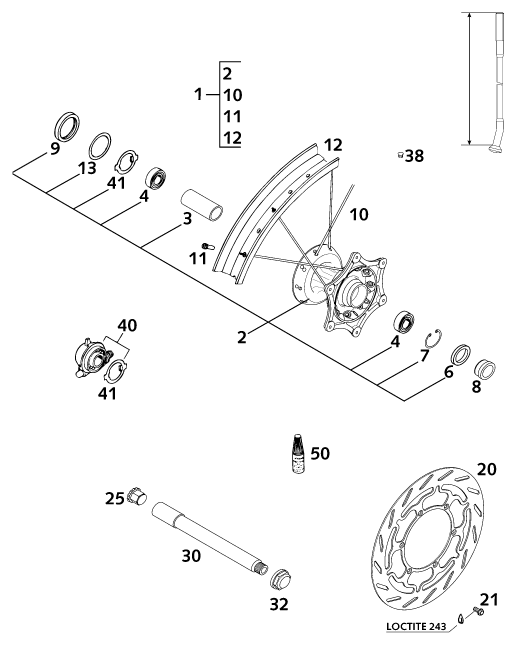 Sprängskiss: Front Wheel – KTM 640 LC 4 2001