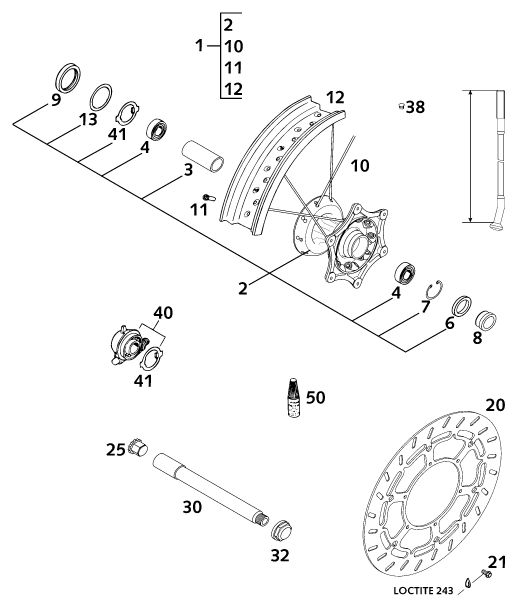 Sprängskiss: Front Wheel – KTM 640 LC4-E SUPER-MOTO 2001