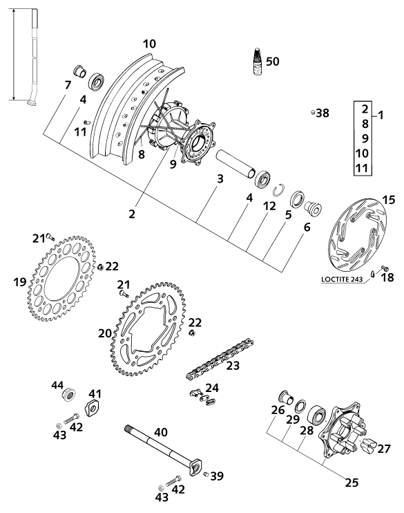 Sprängskiss: Rear Wheel – KTM 640 LC4-E SUPER-MOTO 2001