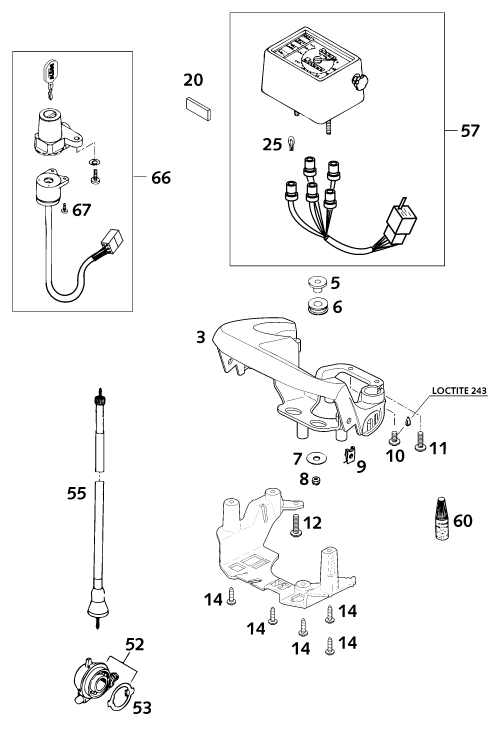 Sprängskiss: Instruments / Lock System – KTM 640 LC 4 2001