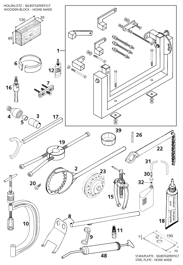 Sprängskiss: Special Tools (Engine) – KTM 640 DUKE II LIME 2000