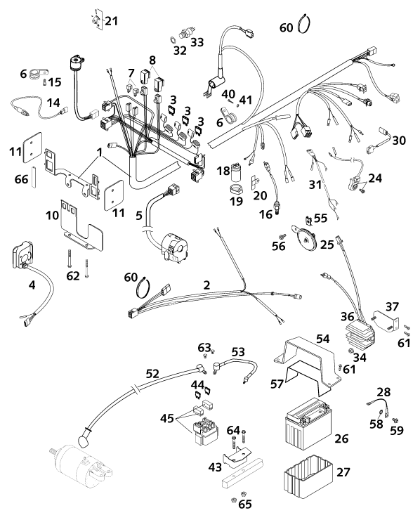 Sprängskiss: Wiring Harness – KTM 640 DUKE II LIME 2001
