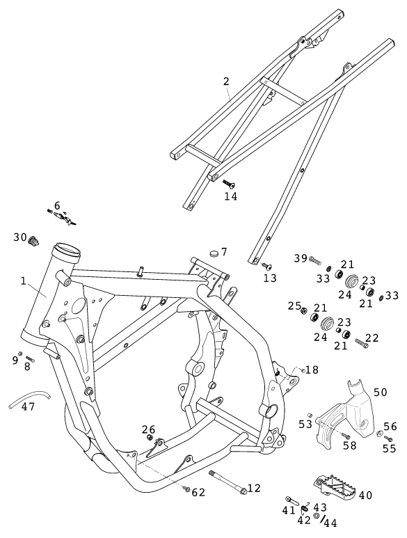 Sprängskiss: Frame – KTM 250 EXC RACING 2001
