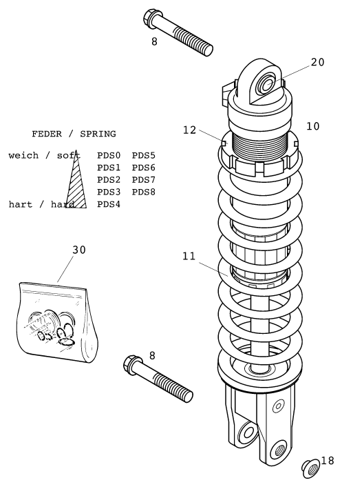 Sprängskiss: Shock Absorber – KTM 250 EXC RACING 2001