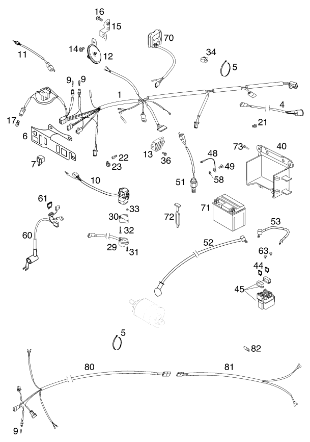 Sprängskiss: Wiring Harness – KTM 250 EXC RACING 2001