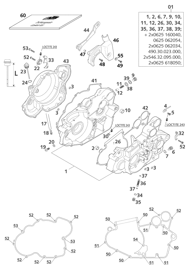 Sprängskiss: Engine Case – KTM 400 EXC RACING 2001