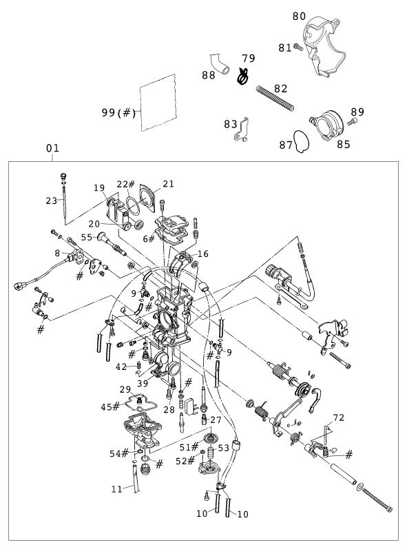 Sprängskiss: Carburetor – KTM 250 EXC RACING 2001