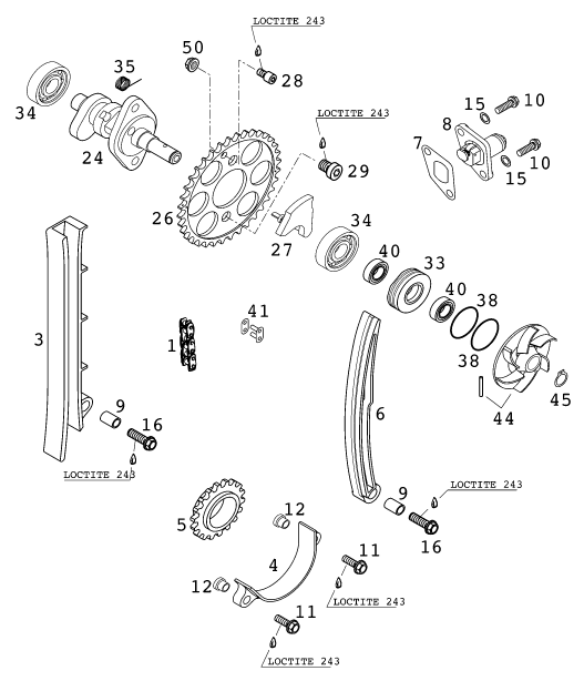 Sprängskiss: Timing Drive – KTM 400 EXC RACING 2001