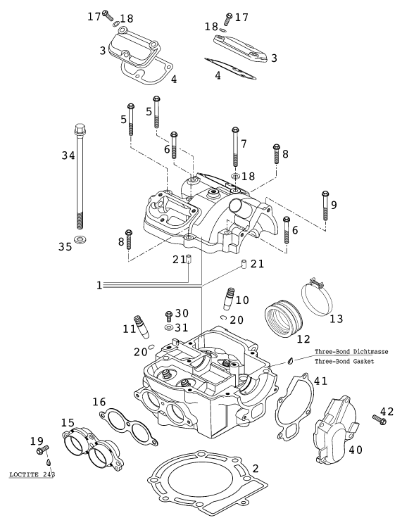 Sprängskiss: Cylinder Head – KTM 400 EXC RACING 2001