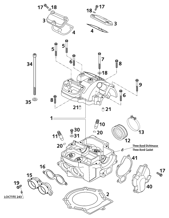 Sprängskiss: Cylinder Head – KTM 250 EXC RACING 2001