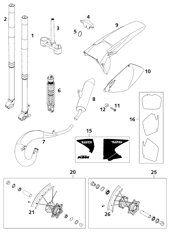 Sprängskiss: New Parts – KTM 125 SXS 2001