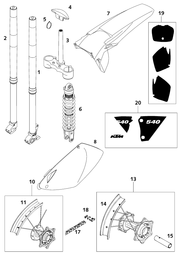 Sprängskiss: New Parts – KTM 540 SXS RACING 2001