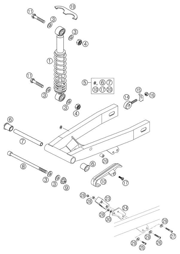 Sprängskiss: Shock Absorber – KTM 50 MINI ADVENTURE GS 2002
