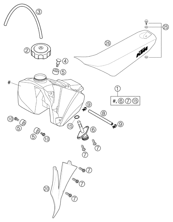 Sprängskiss: Tank, Seat – KTM 50 MINI ADVENTURE GS 2002