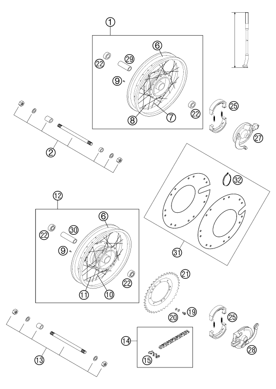 Sprängskiss: Front Wheel – KTM 50 JUNIOR ADVENTURE 2002