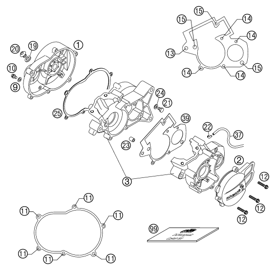 Sprängskiss: Engine Case – KTM 50 JUNIOR ADVENTURE 2002