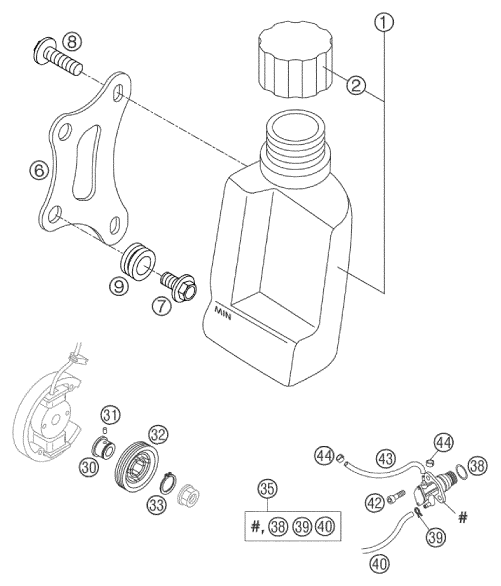 Sprängskiss: Lubricating System – KTM 50 MINI ADVENTURE GS 2002