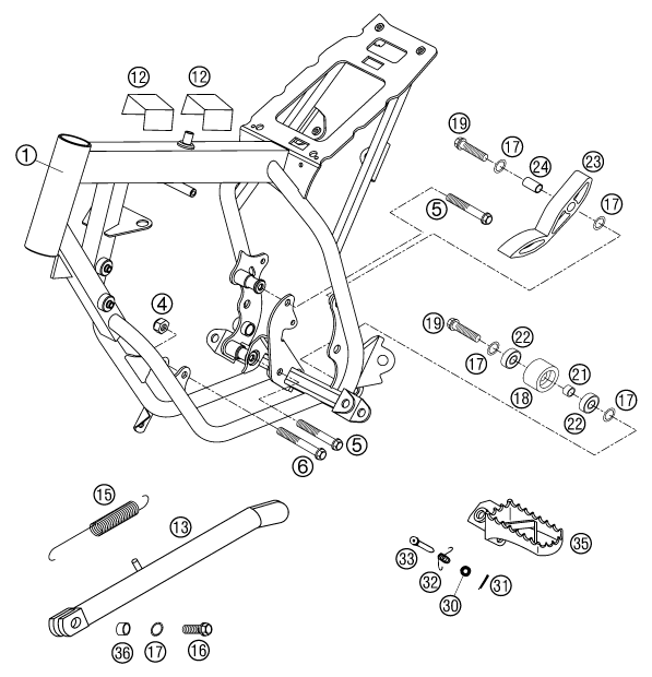 Sprängskiss: Frame – KTM 50 SX PRO SENIOR LC 2002