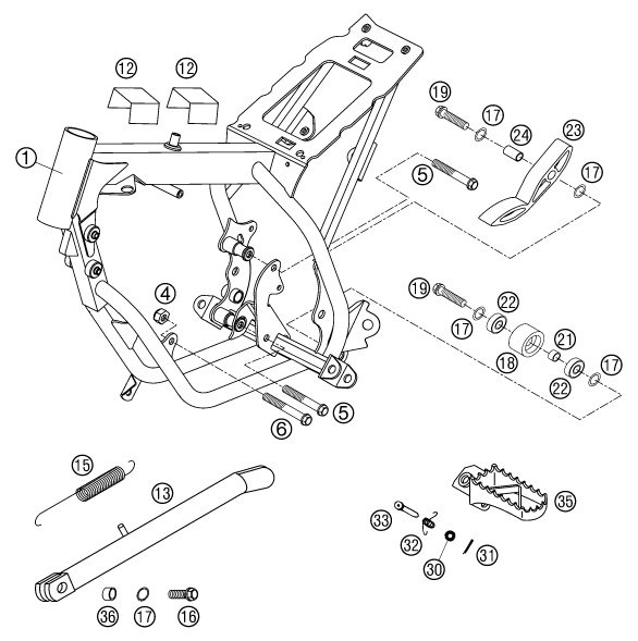 Sprängskiss: Frame – KTM 50 SX PRO JUNIOR LC 2002
