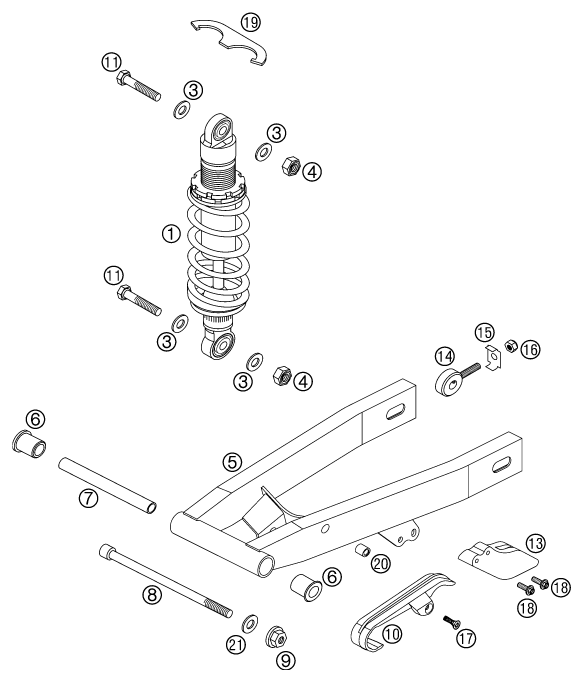Sprängskiss: Shock Absorber – KTM 50 SX PRO JUNIOR LC 2002